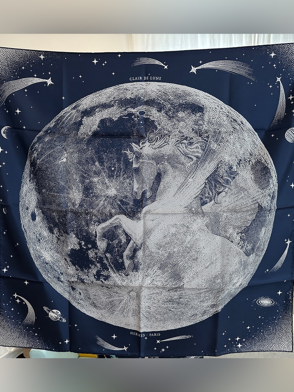 Hermes Clair de Lune double face scarf 90